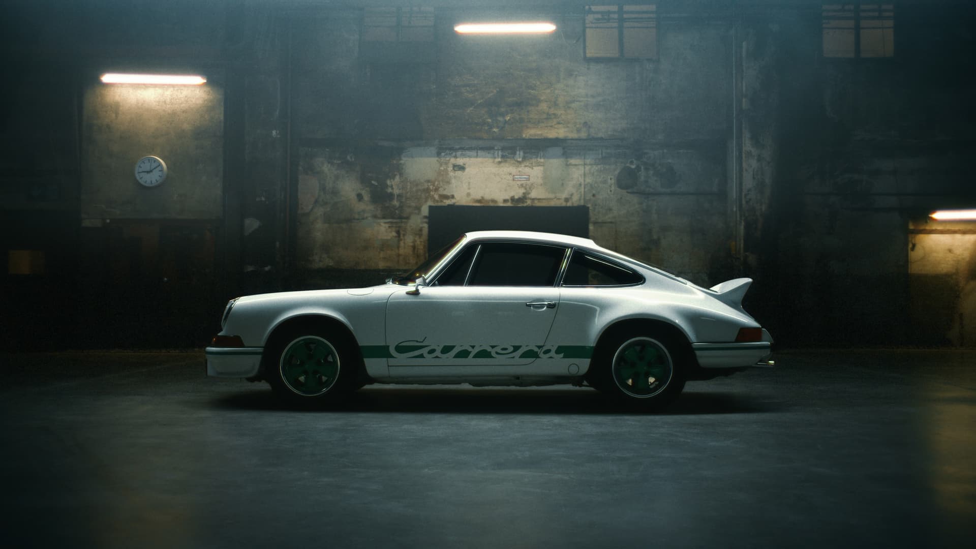 Classic Porsche 911 in a garage